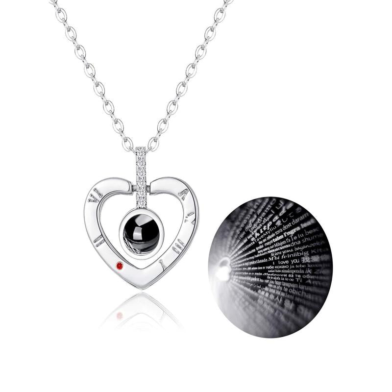 100 Languages I Love You Projection Necklace — Silver
