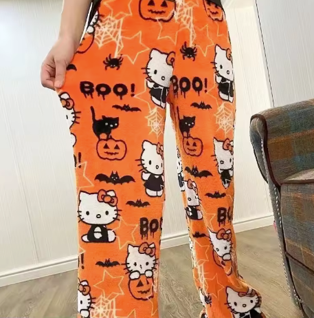 Hello Kitty Halloween PJ Pants — Orange Boo Print