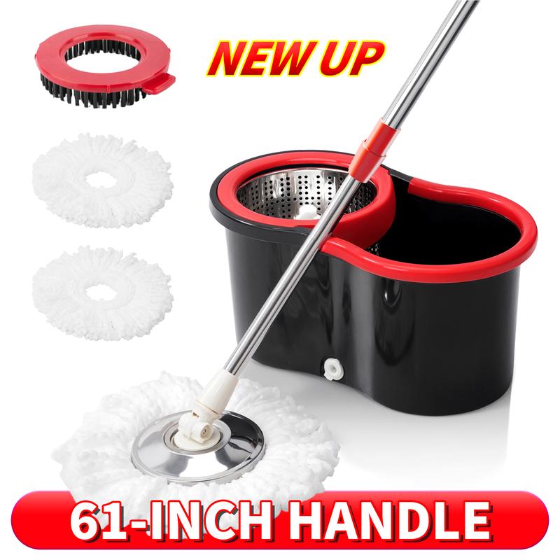 360° Spin Mop & Bucket Set — 3 Refill Heads, 61-Inch Handle