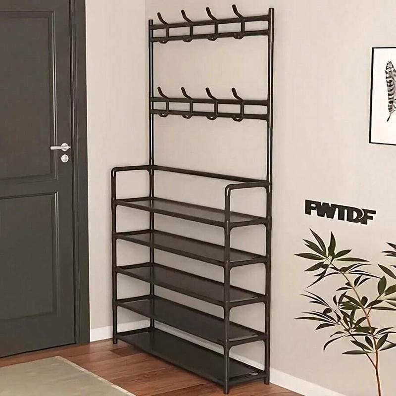 3-in-1 Entryway Organizer — 5-Tier Rack with 8 Hooks
