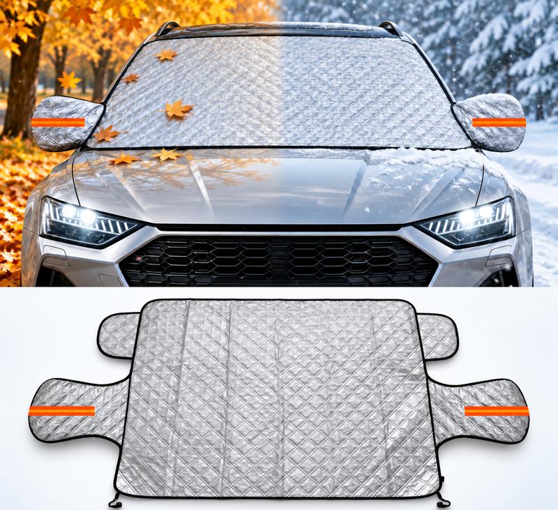 Magnetic Windshield Snow Cover — 4 Layers & Mirror Covers
